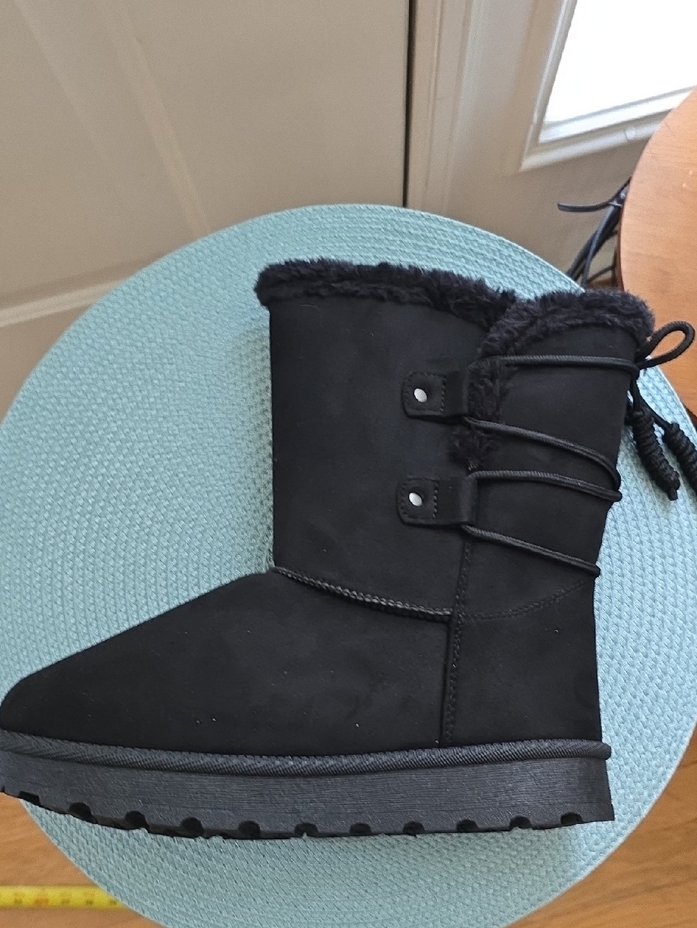 POP BRAND WOMEN'S BLACK SUEDELIKE SLIP-ON BOOTS SIZE 6.5. - Picture 7 of 15